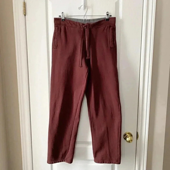 Roots Sweatpants Straight Leg Track Pants  Fleece Joggers Burgundy Size XS - Picture 3 of 16
